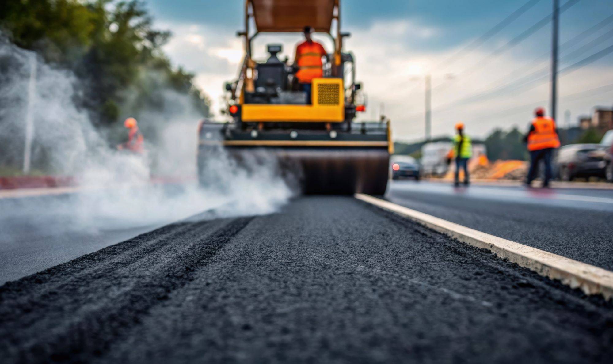 Powerful Engine Emits A Plume Of Vapor Mingling With The Scent Of Fresh Asphalt